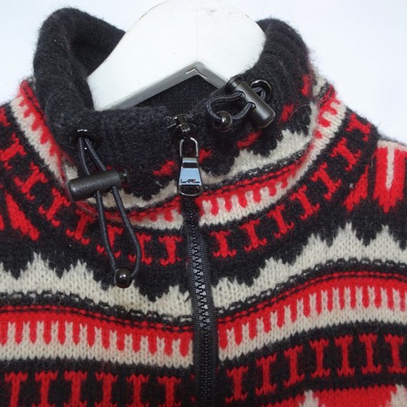 Lauren Ralph Lauren Red Pattern Wool Zip Vest - Picture 3 of 5
